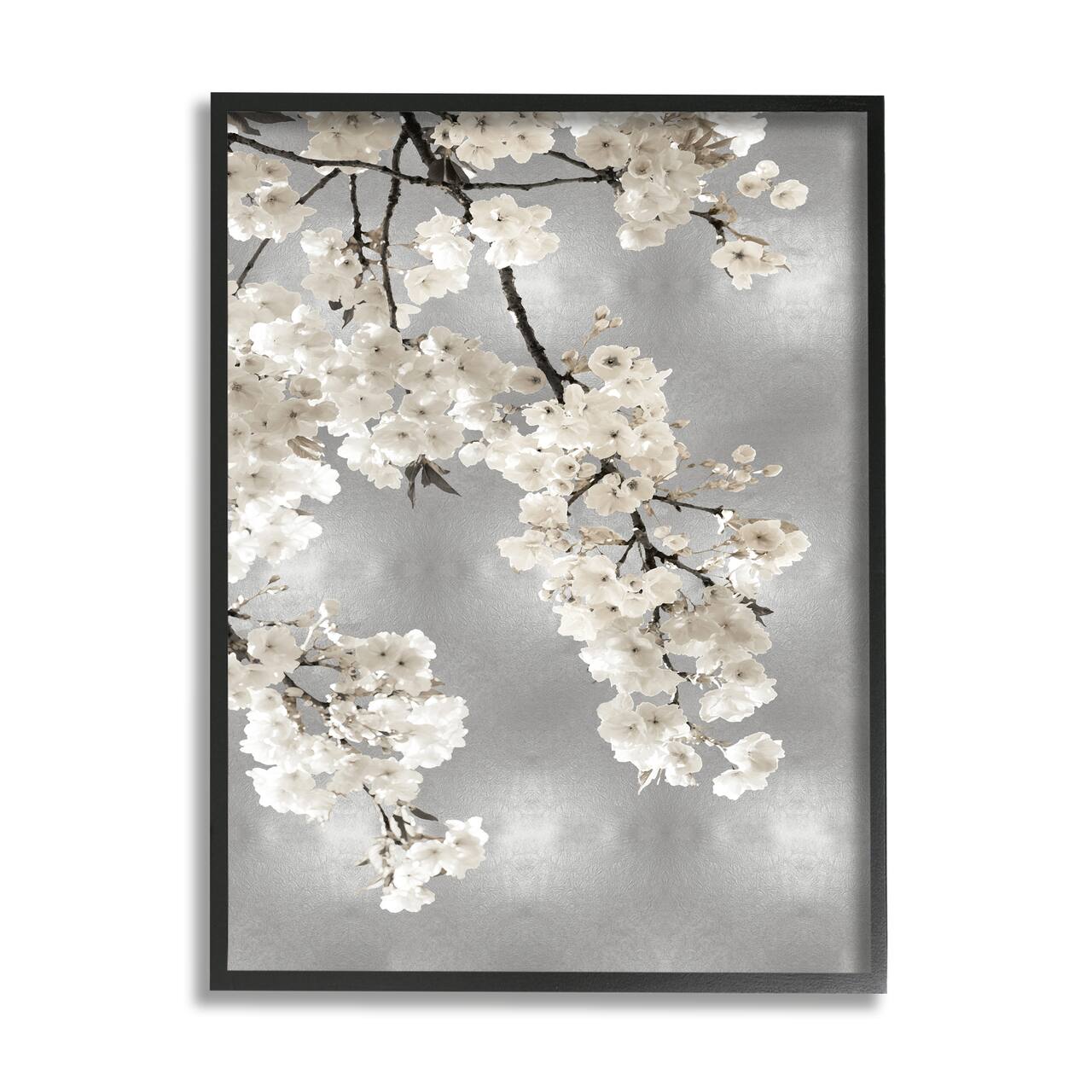 Stupell Industries Spring Blossoms White Flowers Tree Branch in Black Frame Wall Art